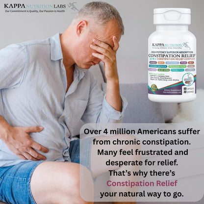KAPPA NUTRITION Constipation Relief Supplement – Gentle Colon Cleanse for Regularity & Gut Health – Non-Habit Forming Formula with Fiber, Herbs & Probiotics – Non-GMO, 60 Capsules