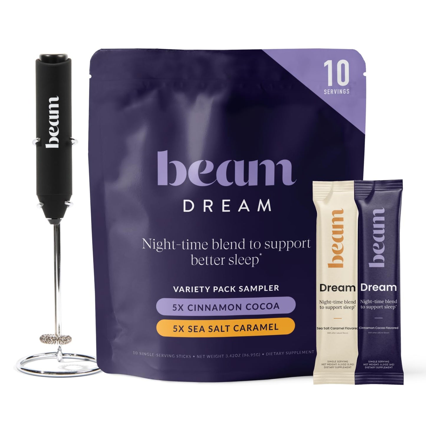 BEAM Dream Sleep Powder – Magnesium Sleep Aid for Adults with Melatonin, L-Theanine, Reishi Mushroom & Apigenin, Sleep Supplement, Sleep Cocoa Hot Chocolate Drink Mix, Brownie Batter, 30 Servings