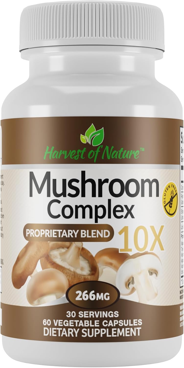 Mushroom Complex Supplement, 60 Capsules | Lion's Mane, Reishi, Turkey Tail, Shiitake, Brain Health & Memory Support For Adults