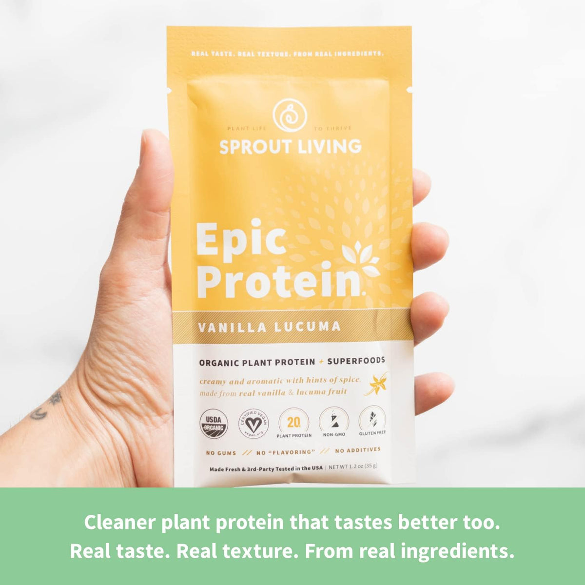 Sprout Living Epic Protein Bundle - Chocolate Maca & Vanilla Lucuma (20g Organic Plant-Based Protein Powder, Vegan, Gluten Free, Superfoods) | 2lb, 24 Servings
