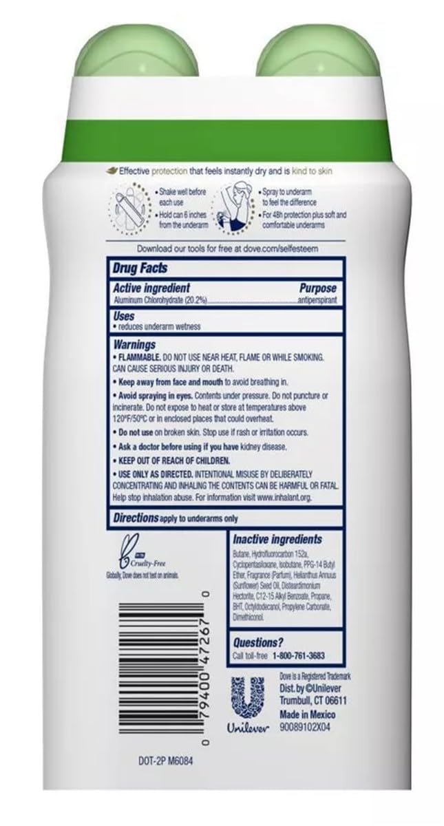 Dove, Deodorant Dry Spray Advanced Care Cool Essentials Twin Pack, 7.6 Ounce