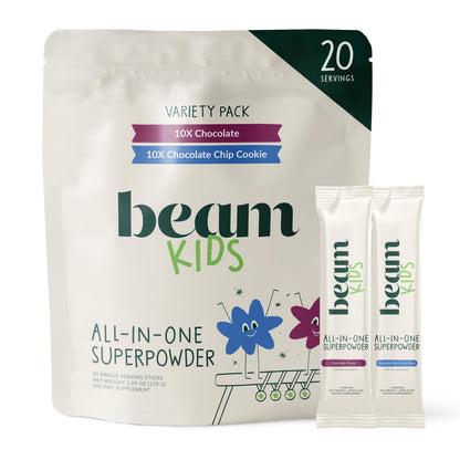 BEAM Kids Multivitamin Powder – Kids Vitamins with Greens, Probiotic & Prebiotic, Immune Support for Children & Toddlers, No Artificial Sweeteners, for Picky Eaters, 20 Servings, Chocolate Flavor