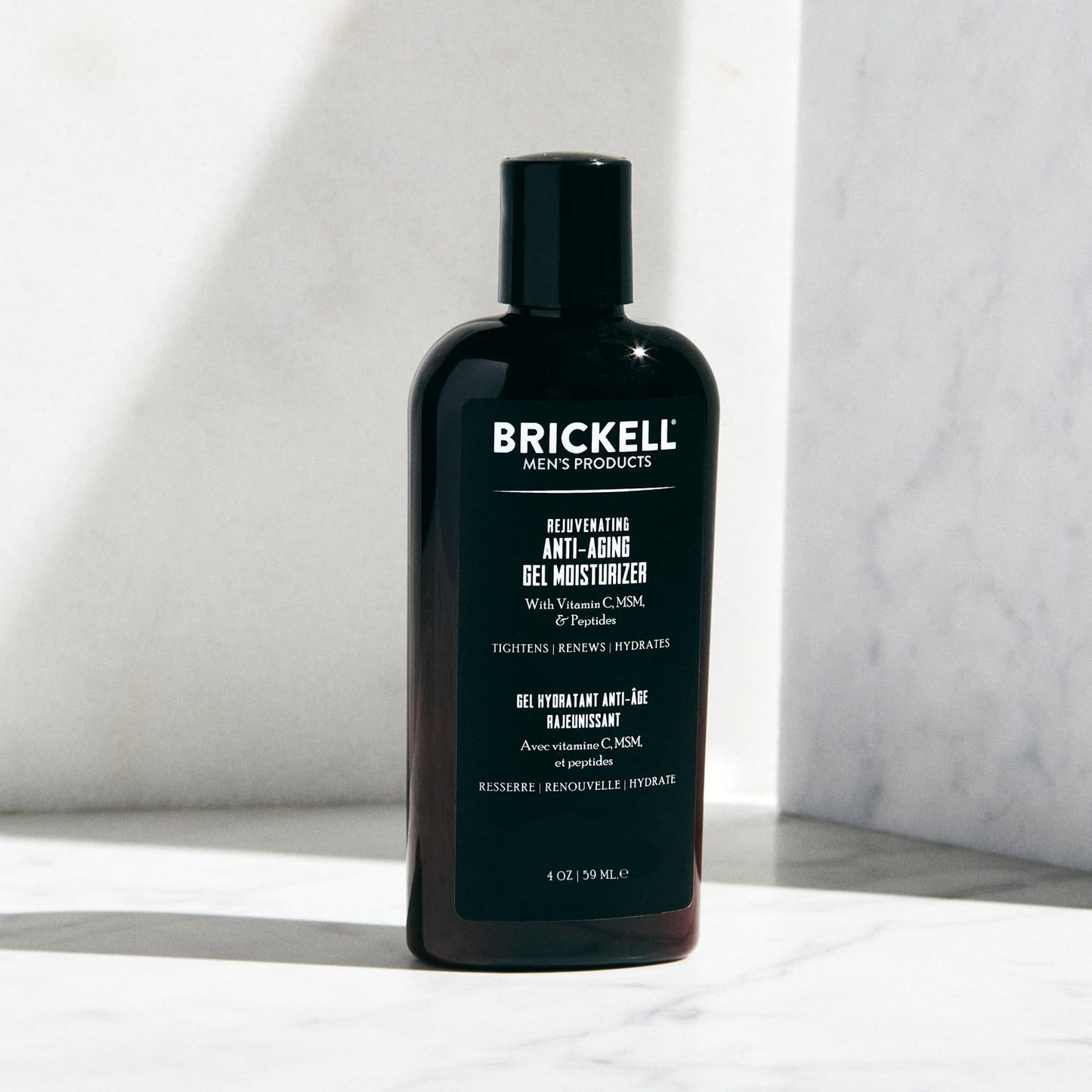 Brickell Men's Rejuvenating Anti-Aging Gel Moisturizer For Men, Fast Absorbing Moisturizer Reduces Fine Lines and Wrinkles, With Vitamin C, Aloe, and Protein Peptides, 4oz, Scented