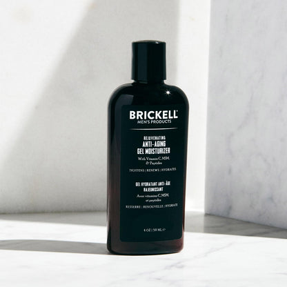 Brickell Men's Rejuvenating Anti-Aging Gel Moisturizer For Men, Fast Absorbing Moisturizer Reduces Fine Lines and Wrinkles, With Vitamin C, Aloe, and Protein Peptides, 4oz, Scented