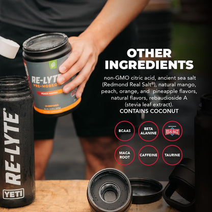 REDMOND Re-Lyte Pre-Workout Drink Mix, Blueberry Lemonade, 15.87oz