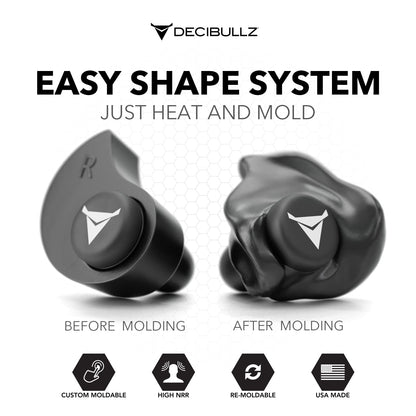 Decibullz - Custom Molded Earplugs, 31dB Highest NRR, Comfortable Hearing Protection