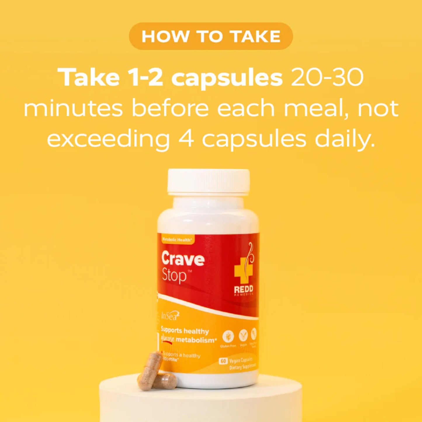 Redd Remedies Crave Stop, Helps Manage Sugar Cravings and Appetite, 60 Vegan Capsules