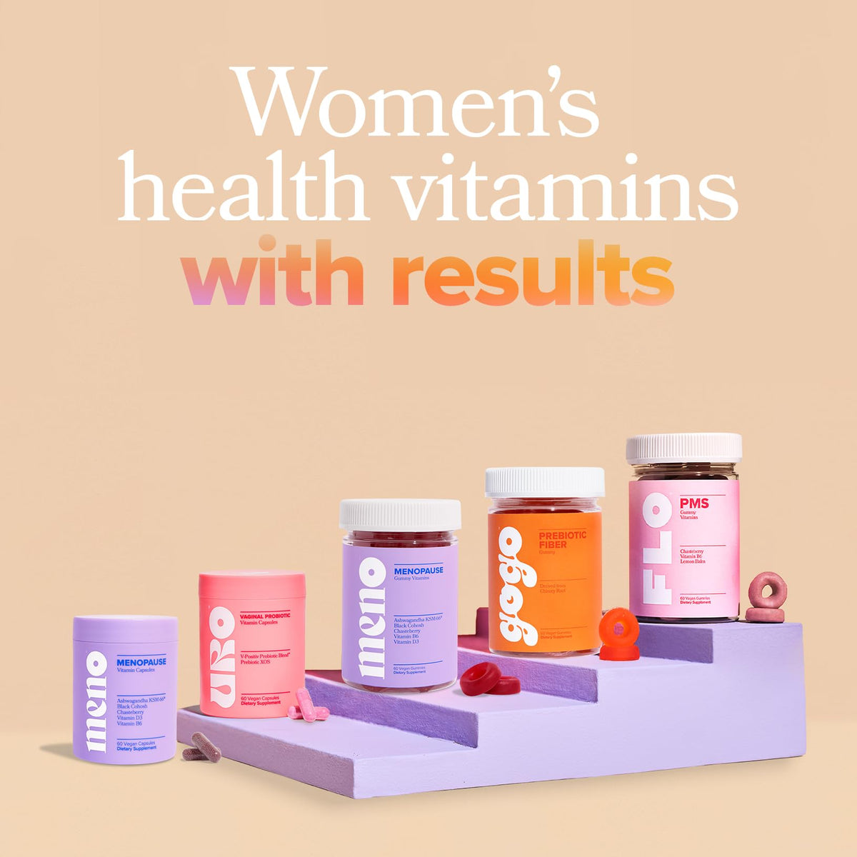 MENO Gummies for Menopause, 30 Servings (Pack of 2) - Hormone-Free Menopause