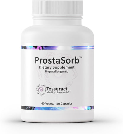 Tesseract ProstaSorb, Prostate Supplements for Men with Saw Palmetto, Pygeum and Pumpkin, Supports Healthy Prostate Function, Bladder Emptying, Urinary Flow, Gluten Free, 60 Vegetarian Capsules