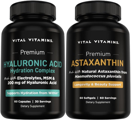 Vital Vitamins Hyaluronic Acid Complex 60 ct + Astaxanthin 60 ct