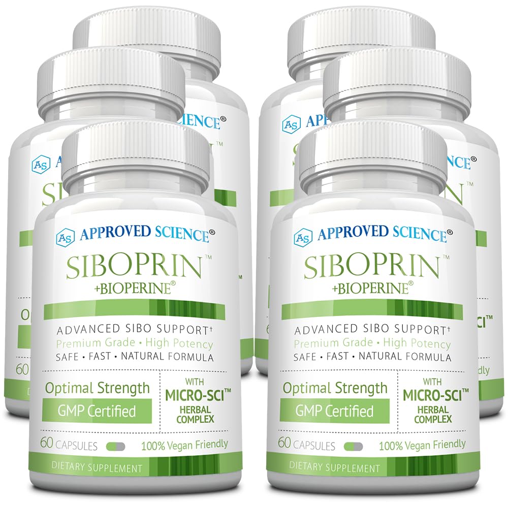 Approved Science Siboprin - 60 Capsules - Support Gut Balance, Soothe Intestinal Irritation, Help with Cramps and Bloating - Caprylic Acid, Barberry, Oregano - Vegan
