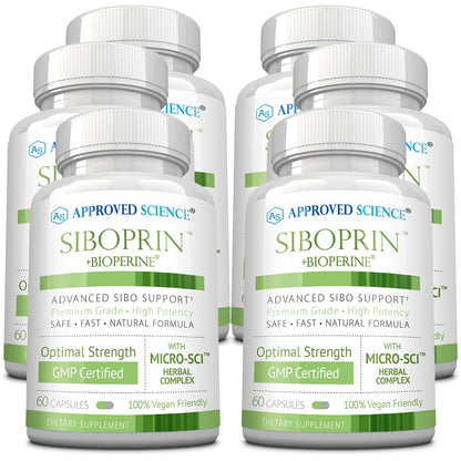 Approved Science Siboprin - 60 Capsules - Support Gut Balance, Soothe Intestinal Irritation, Help with Cramps and Bloating - Caprylic Acid, Barberry, Oregano - Vegan