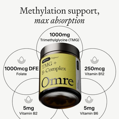 OMRE - TMG (Trimethylglycine) 1000mg with Methyl B Complex — Supports Heart & Liver Health — Betaine Supplement, Vegan - Methyl Donor