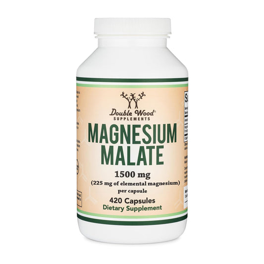 Magnesium Malate Capsules (420 Count) - 1,500mg Per Serving (Magnesium Bonded to Malic Acid), Third Party Tested, Vegan Friendly, Gluten Free by Double Wood Supplements