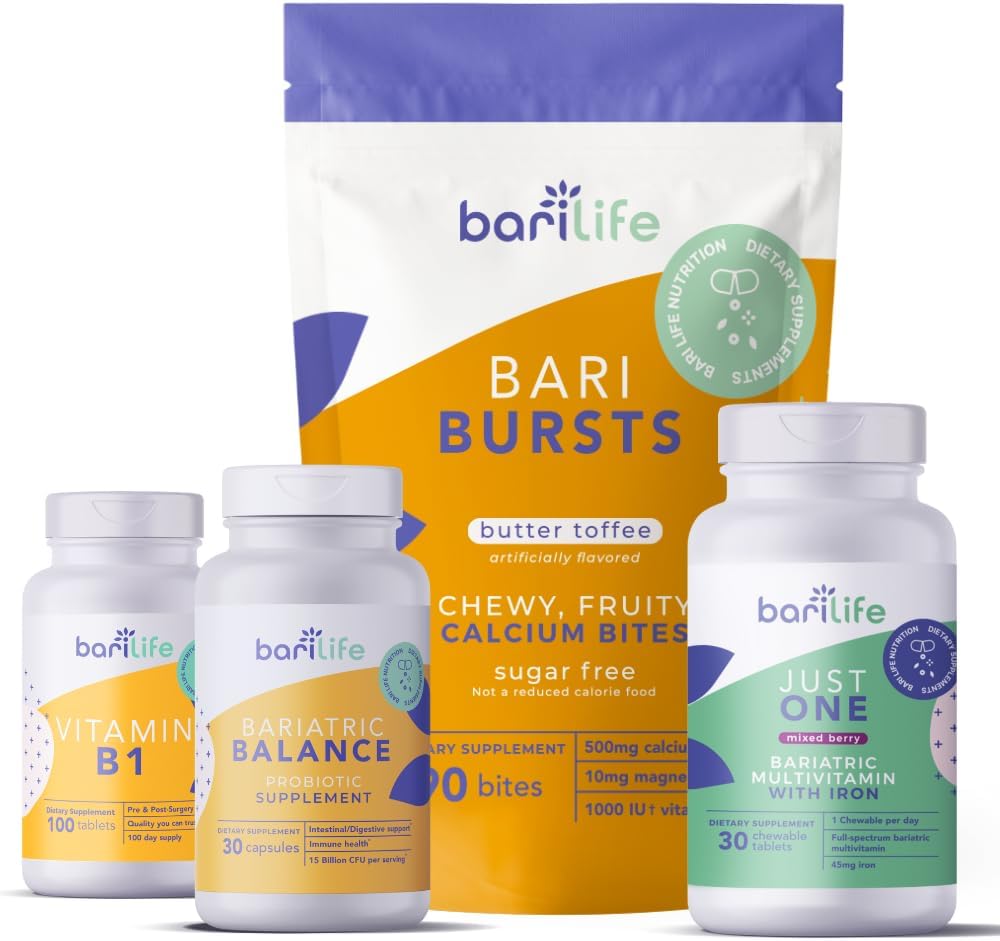 Bari Life Post-Op, Gastric Sleeve, Gastric Bypass Vitamin and Supplement Starter Kit (Butter Toffee)