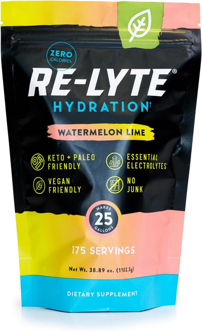 Re-Lyte Hydration Electrolyte Powder Bulk Pouch 175 Servings/Watermelon Lime