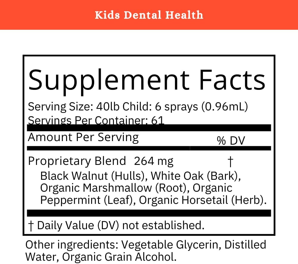 SPRIGS Kids Dental Health Herbal Rinse, 2 Oz | Fluoride Free Formula for Children's Oral Hygiene | Sweet Taste with Black Walnut & White Oak for Strong Teeth & Gums & a Clean, Healthy Smile