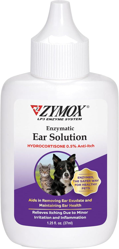 ZYMOX Enzymatic Ear Solution with 0.5-Percent Hydrocortisone | for Dog & Cat, 1.25 oz