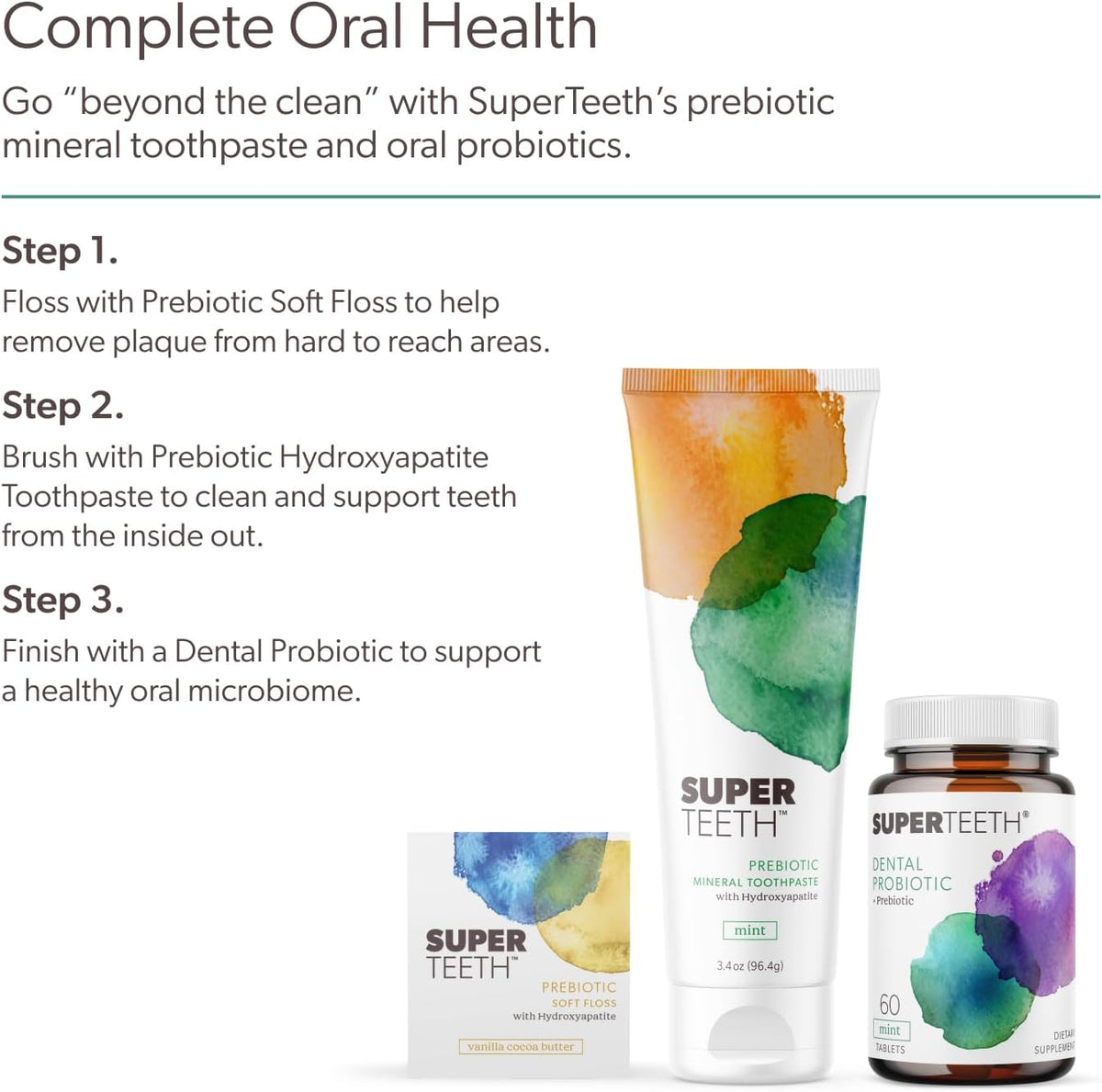 SUPER TEETH Oral Probiotics for Bad Breath & Cavities - Mint Flavored