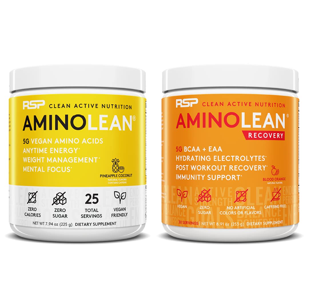 RSP NUTRITION Vegan AminoLean Pre Workout Energy (Pineapple Coconut 25 Servings)