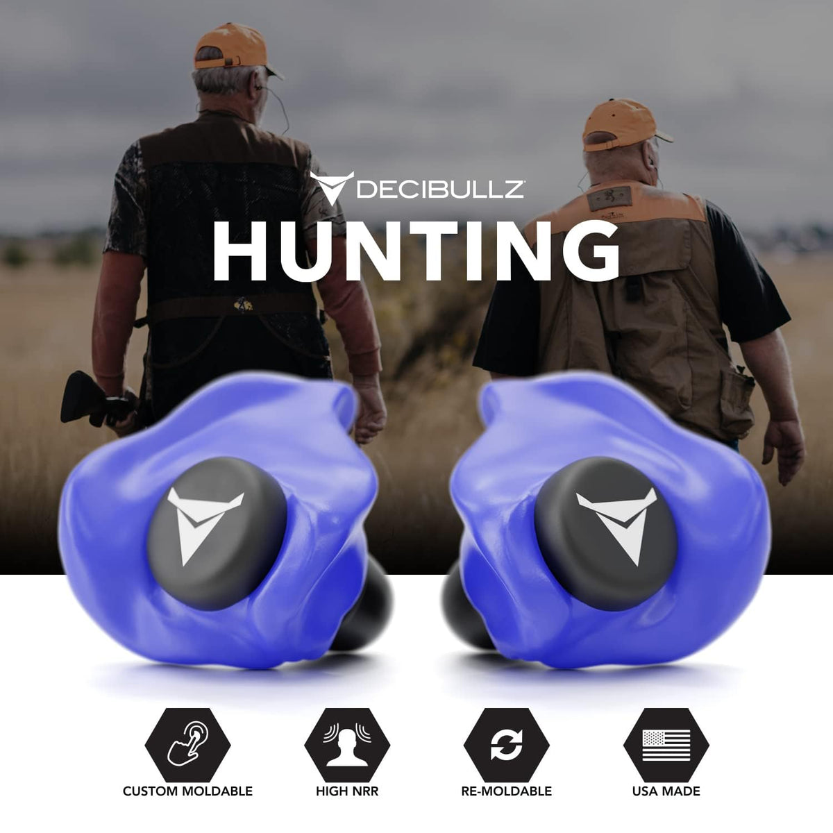 Decibullz - NRR 31 Custom Molded Earplugs, Perfect Fit Ear Protection for Safety, Travel