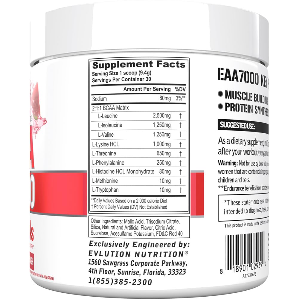 EAAs Amino Acids Powder - EAA Essential Amino Acids Pre & Post Workout Powder for Muscle Building Endurance and Recovery Support with 7g per Serving Plus 5g BCAAs (Pink Lemonade, 30 Servings)