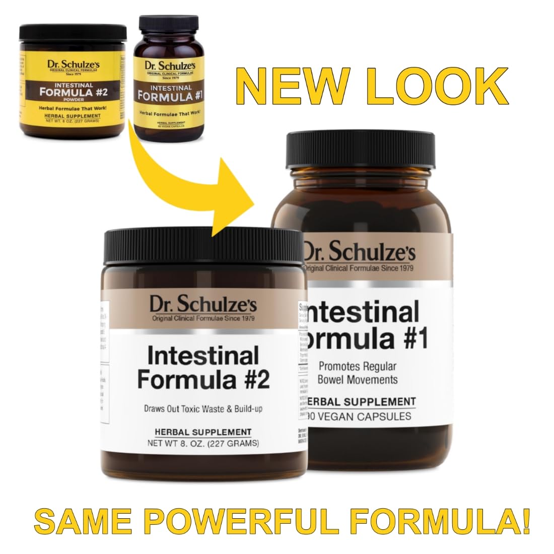 Dr. Schulze's Intestinal Formula #2 (8 Ounces) and Intestinal Formula #1 Capsules
