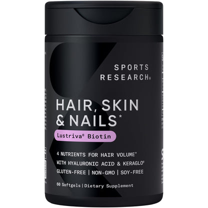 Sports Research® Biotin 10,000mcg with Organic Coconut Oil - Biotin (Vitamin B7) for Healthy Skin and Hair Support* - for Women and Men - Vegan, Non-GMO, Gluten & Soy-Free - 120 Veggie Softgels