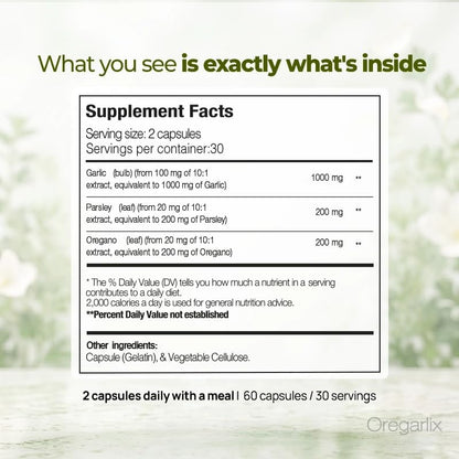 Paleolife - Oregarlix - Premium Gut Health Supplement. Microbial Balance with Premium Prebiotics - Help Keep Good Bacteria Healthy & Growing - 100% Natural (1-Pack)