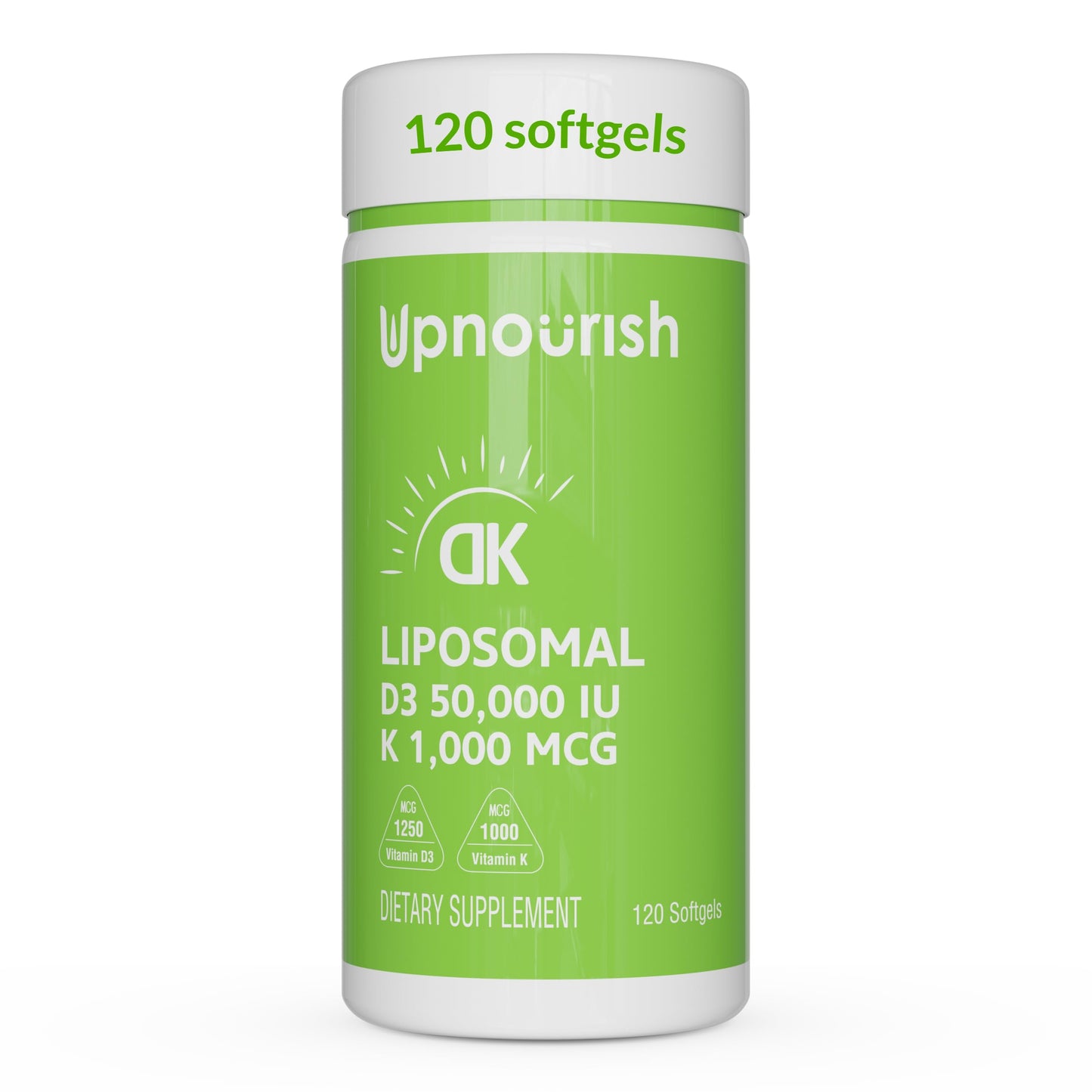 UpNourish Liposomal D3 K2 MK-7 – 365 Mini softgels with Organic Coconut Oil - 5000 IU 125 mcg Vitamin D3 and 100 mcg Vitamin k2 for Optimal Bone and Immune Health