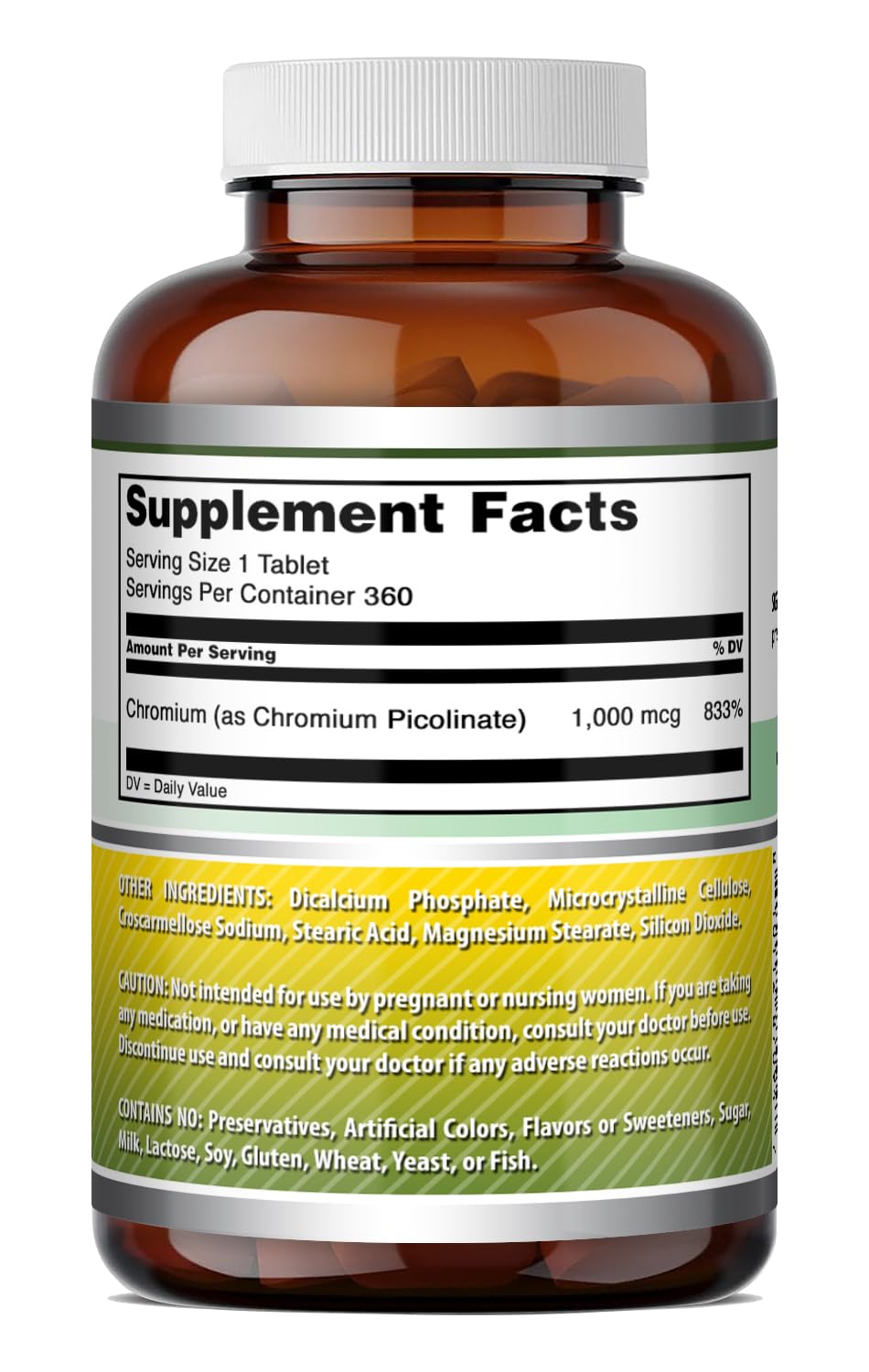 Amazing Formulas Chromium Picolinate 1000 Mcg | Tablets Supplement | Non-GMO | Gluten-Free | Made in USA (120 Count, 1 Pack)
