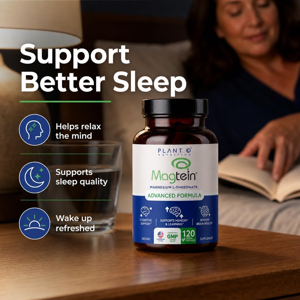 Magnesium L-Threonate Capsules – Brain & Sleep Support – 144mg Elemental Magnesium per Serving – High Absorption Cognitive & Memory Support – 120 Capsules
