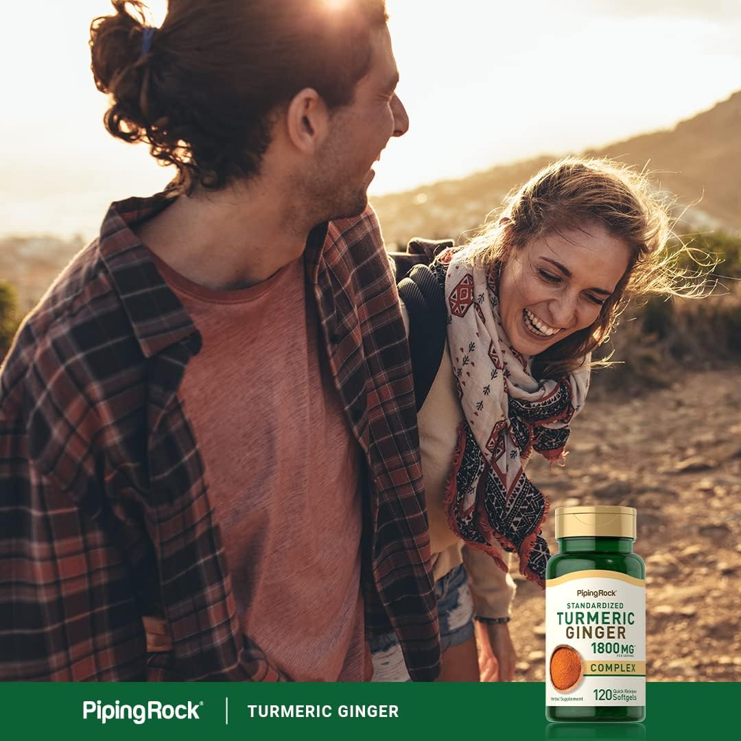 Piping Rock Turmeric and Ginger Supplement | 120 Softgel Capsules | with Black Pepper Extract | Herbal Extract Complex | Non-GMO, Gluten Free