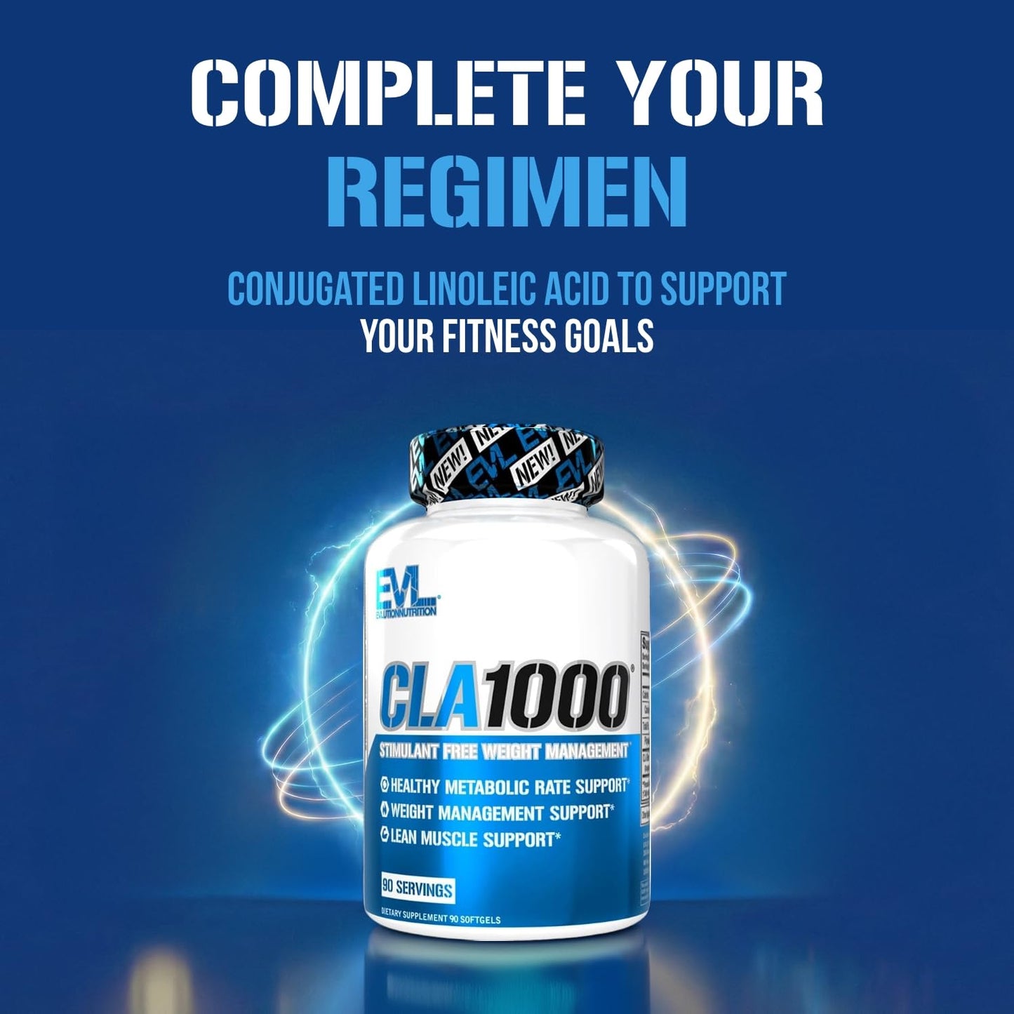 Evlution Conjugated Linoleic Acid CLA Supplement Nutrition Lean Muscle Mass Builder & Fat Burner for Men and Women - Stimulant-Free Safflower Based CLA 1000mg Blend Per Serving (90 Servings)