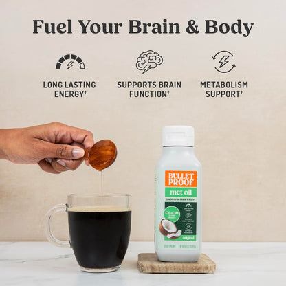 Bulletproof C8 & C10 MCT Oil, 100% Pure Coconut Oil, Triple-Distilled for Sustained Keto Energy, Unflavored, No Additives or Fillers, Non-GMO, 16 oz