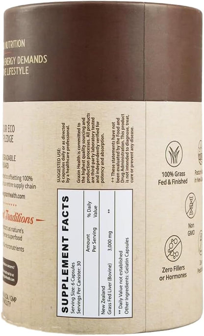 Grass Fed Beef Liver 3000mg per Serving (30 Servings) | Freeze Dried (500mg per Capsule) from New Zealand