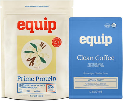 Equip Foods Prime Protein Powder Vanilla & Gold Standard Clean Coffee