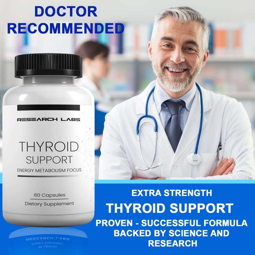 Research Labs Thyroid Support + Iodine Supplement - Energy, Metabolism, Focus