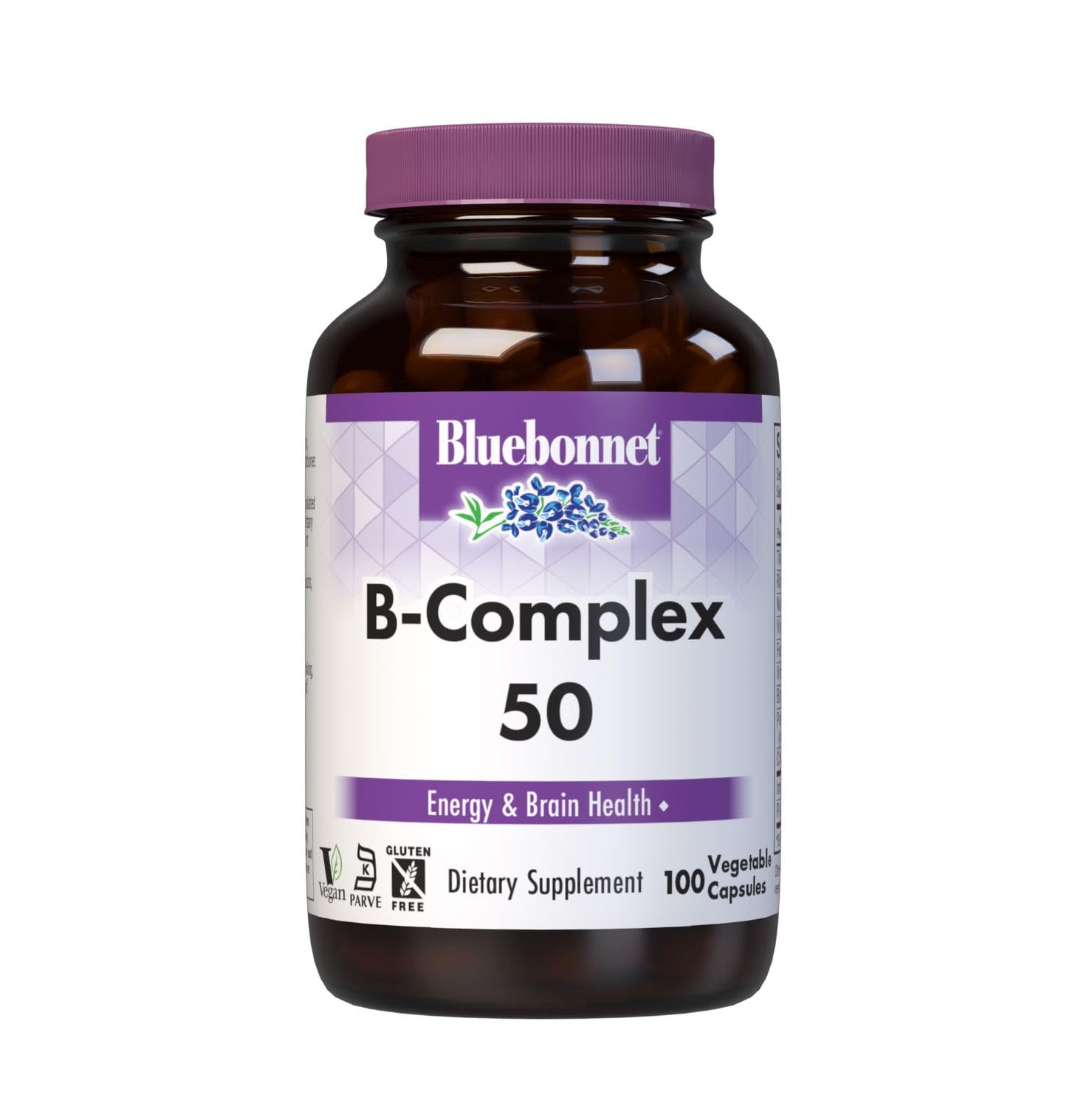 Bluebonnet Nutrition Stress Relief B Complex Vegetable Capsules, Vitamin B6, B12, Biotin, Folate, Vegan, Gluten & Soy & Milk Free, Kosher, Unflavored, 100 Count