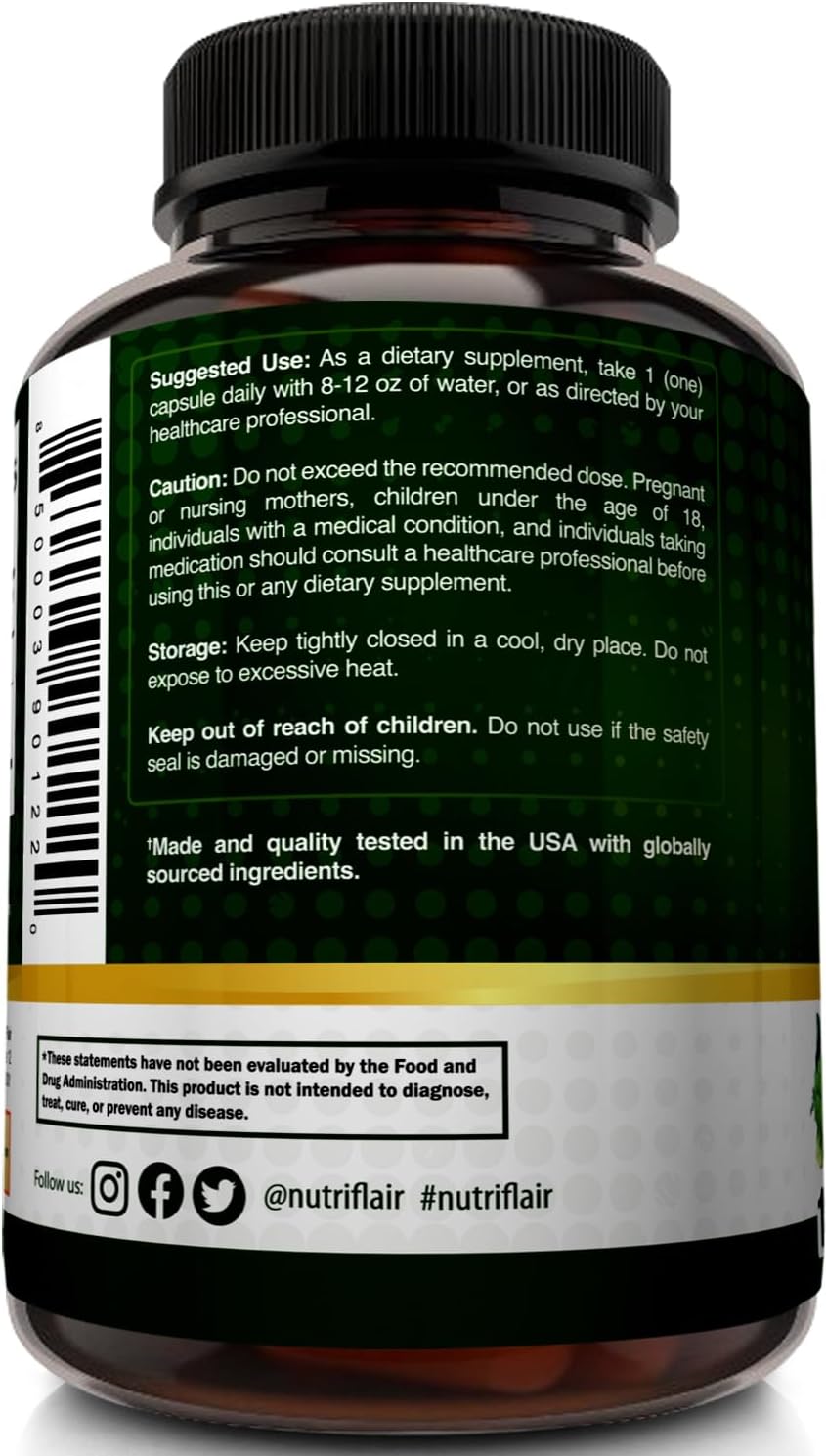 NutriFlair DIM 400mg with BioPerine, 120 Capsules - High Potency Diindolylmethane Supplement - for Men & Women - Vegan, Non-GMO - 4 Month Supply