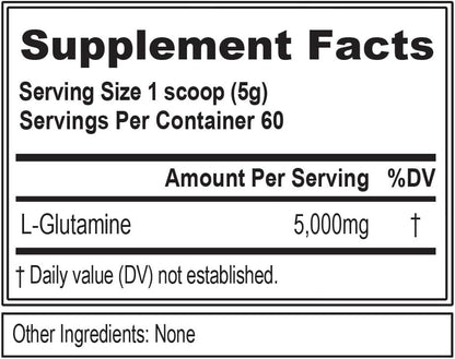 Pure Vegan L-Glutamine Powder Supplement - Evlution Nutrition Nitric Oxide Booster 5g L Glutamine Supplement for Post Workout Recovery Enhanced Pumps Gut Health Energy and Immunity - Unflavored