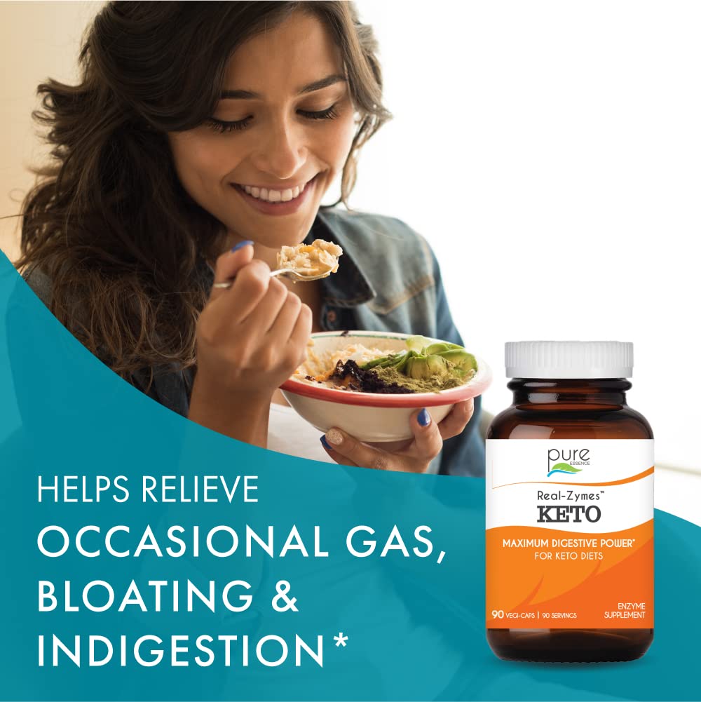 Real-Zymes™ KETO Digestive Enzymes Supplement with Probiotics for Better Digestion - Natural Support for Relief of Bloating, Gas, Belching, Diarrhea, Constipation, IBS, etc. - 30 Caps