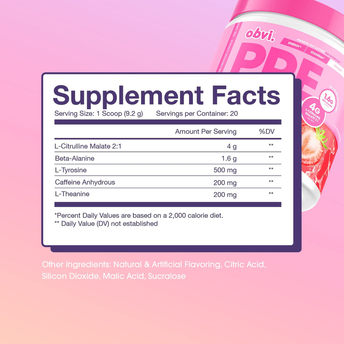 Obvi Pre Workout for Women, Preworkout, Designed for Energy, Stamina and Focus