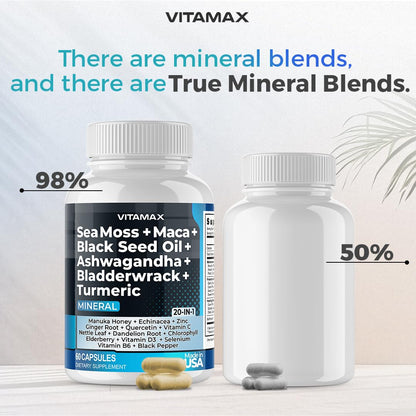 Sea Moss, Maca, Black Seed Oil, Ashwagandha, Bladderwrack, Turmeric