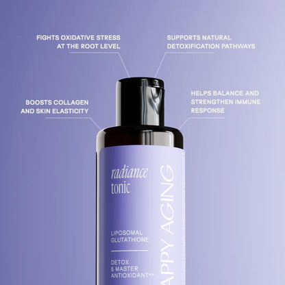 Happy Aging Liposomal Glutathione Liquid for Women | 30 Servings | Supports Liver Detox, Antioxidant Protection & Clear Skin | Liquid Glutathione Supplement for Radiant Skin Glow