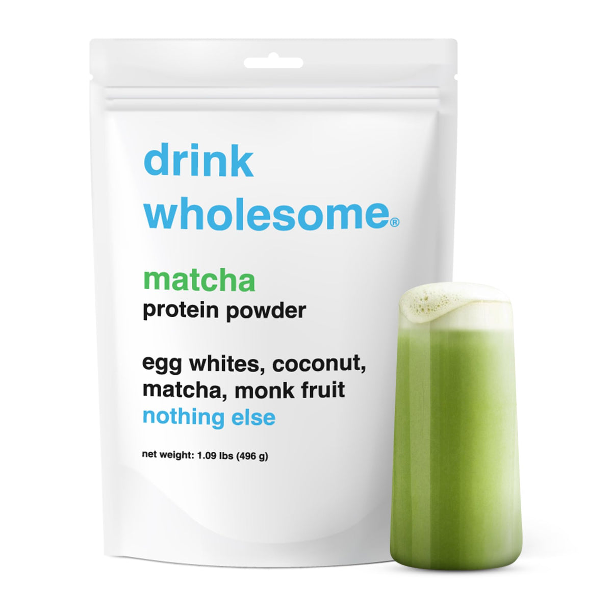 drink wholesome Matcha Egg White Protein Powder | for Sensitive Stomachs | Easy to Dige
