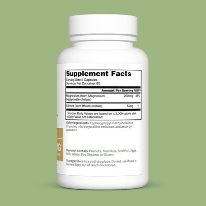 Dr. Murray's Ultra Clean Lithium Orotate with Magnesium Glycinate - 5mg Lithium | Vegan Capsules | Mood & Cognitive Support | Neurological Wellness Formula | 60 Count