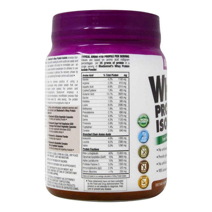 BlueBonnet Nutrition Whey Protein Isolate Powder From Grass Fed Cows, 26g of Protein, No Sugar Added, Gluten & Soy free, kosher Dairy, 2 Lbs, 28 Servings, French Vanilla Flavor