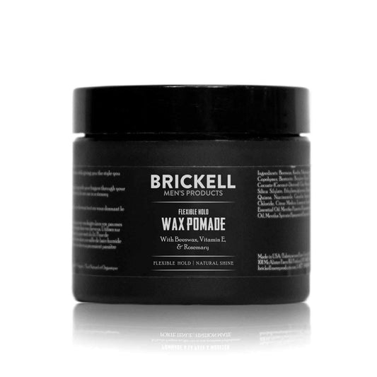 Brickell Men's Products Flexible Hold Wax Pomade for Men, Irritation Free, Natural Shine Hair Styling Product, With Shea Butter, Vitamin E, and Rosemary, 2 Ounce, Scented