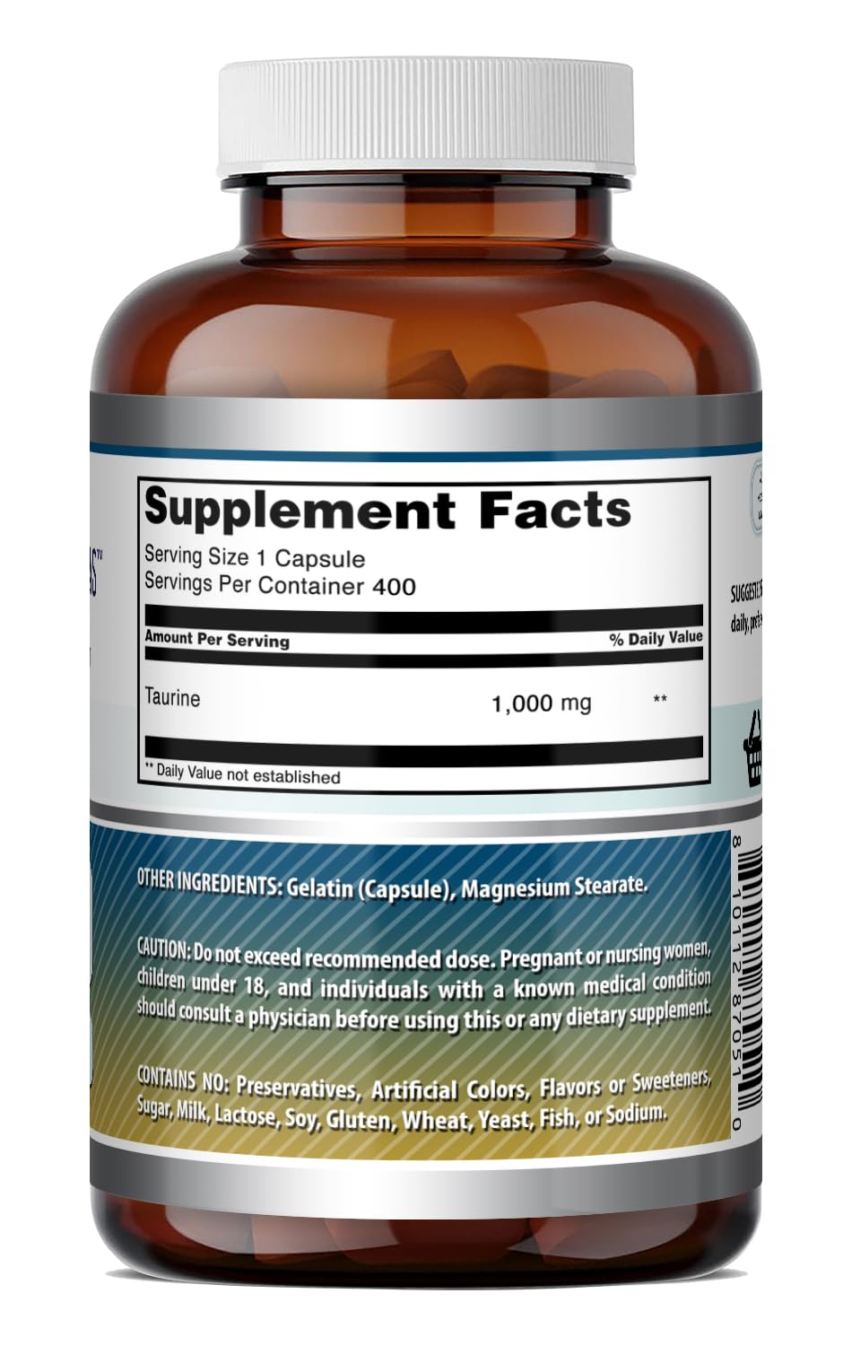 Amazing Formulas Taurine 1000 Mg | Capsules Supplement | Non-GMO | Gluten-Free | Made in USA (200 Capsules)